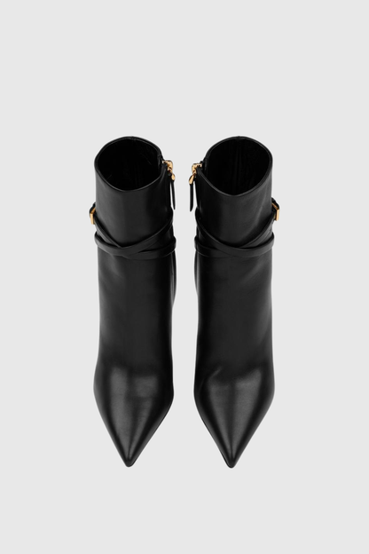 Trevoa Leather Padlock Ankle Boots - Black