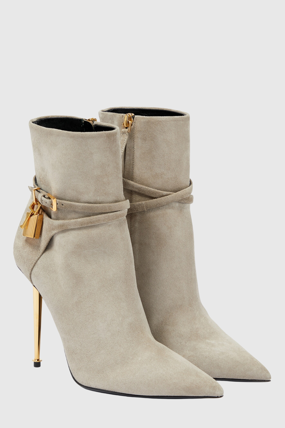 Trevoa Suede Padlock Ankle Boots - Beige