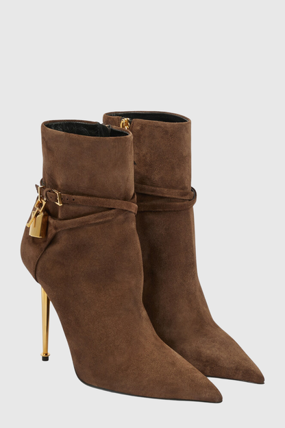 Trevoa Suede Padlock Ankle Boots - Brown