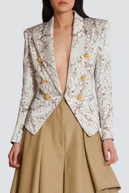 Tripti Redcurrant Print Buttoned Blazer