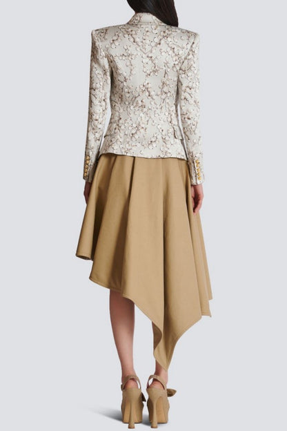 Tripti Redcurrant Print Buttoned Blazer