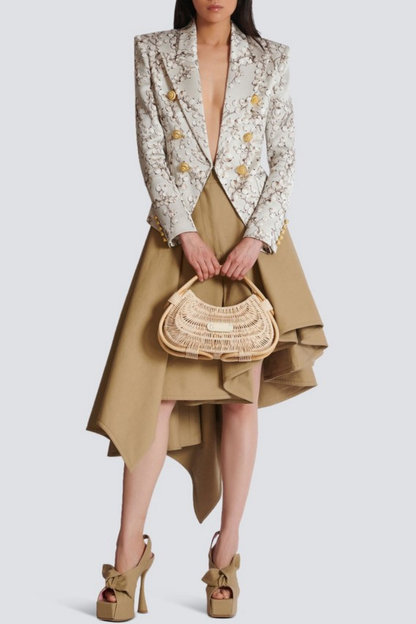 Tripti Redcurrant Print Buttoned Blazer