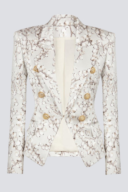 Tripti Redcurrant Print Buttoned Blazer