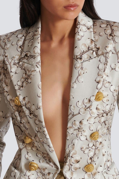 Tripti Redcurrant Print Buttoned Blazer