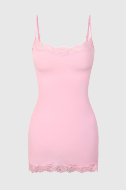 Trista Lace Mini Dress - Pink