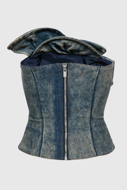 Trudya Floral Denim Corset