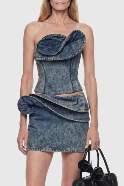 Trudya Floral Denim Corset