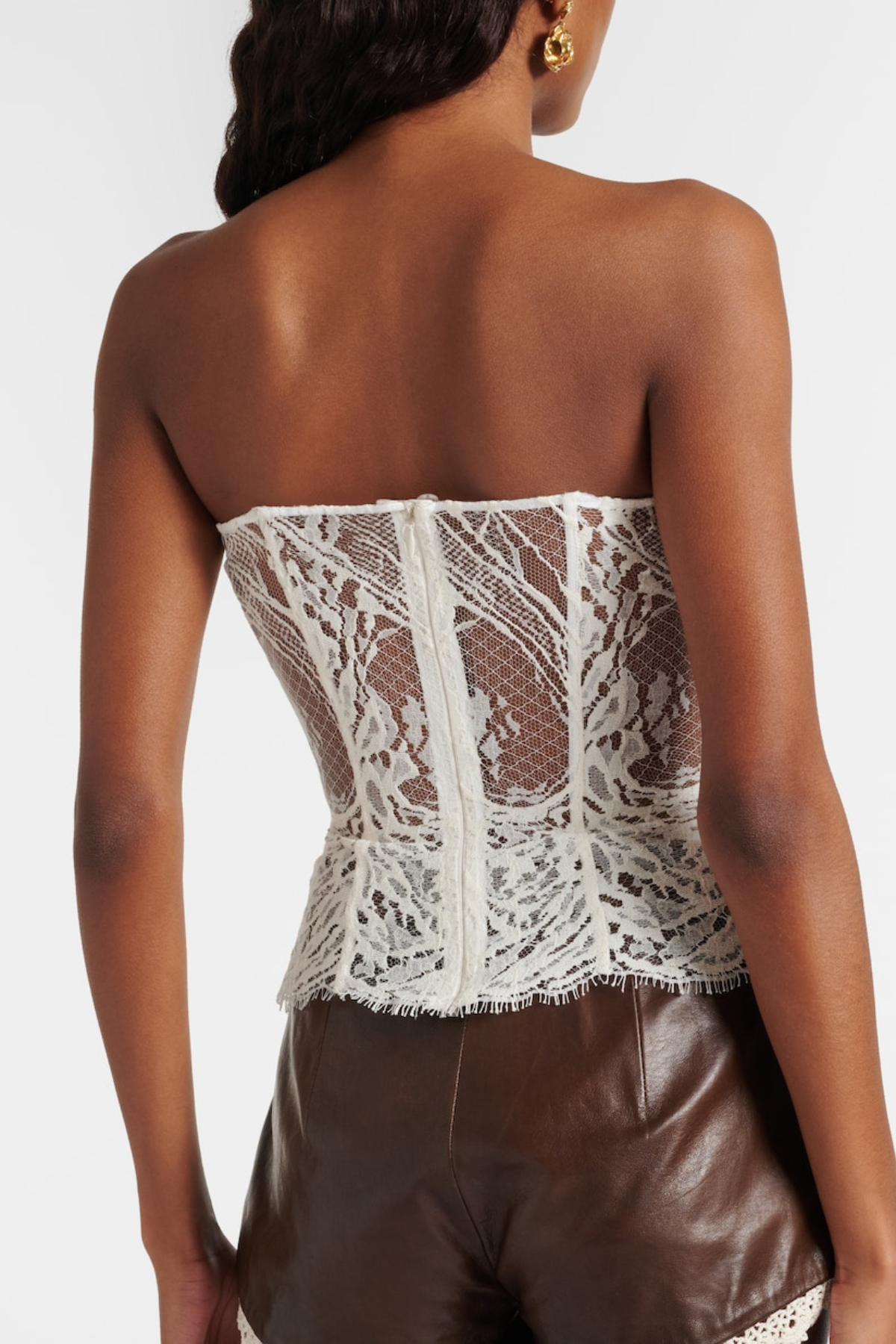 Trudya Floral Lace Corset - White