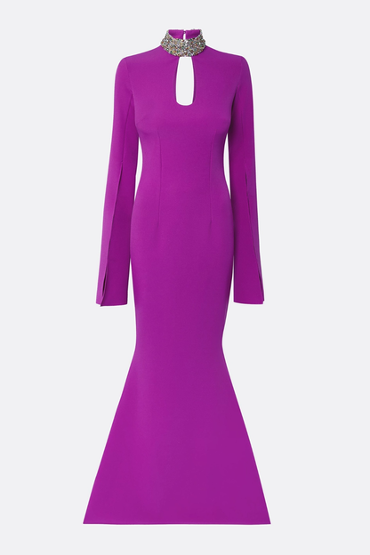 Tuliay Diamante  Embellished Cutout Maxi Dress - Purple