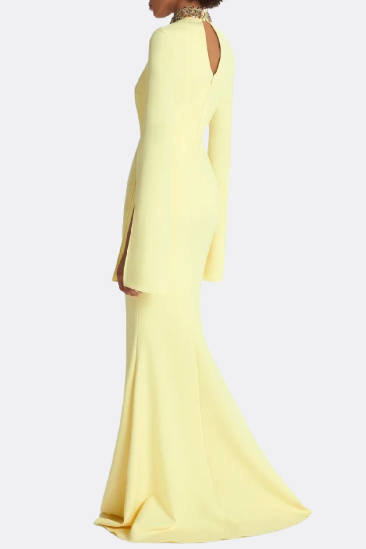 Tuliay Diamante  Embellished Cutout Maxi Dress - Yellow