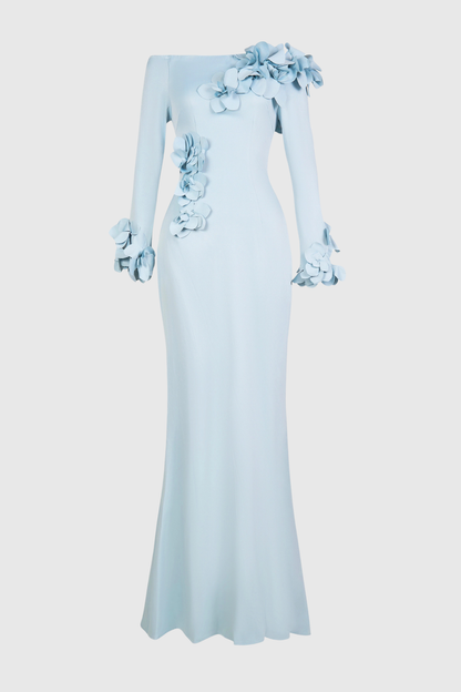 Tuppena Off Shoulder Floral Appliqué Maxi Dress