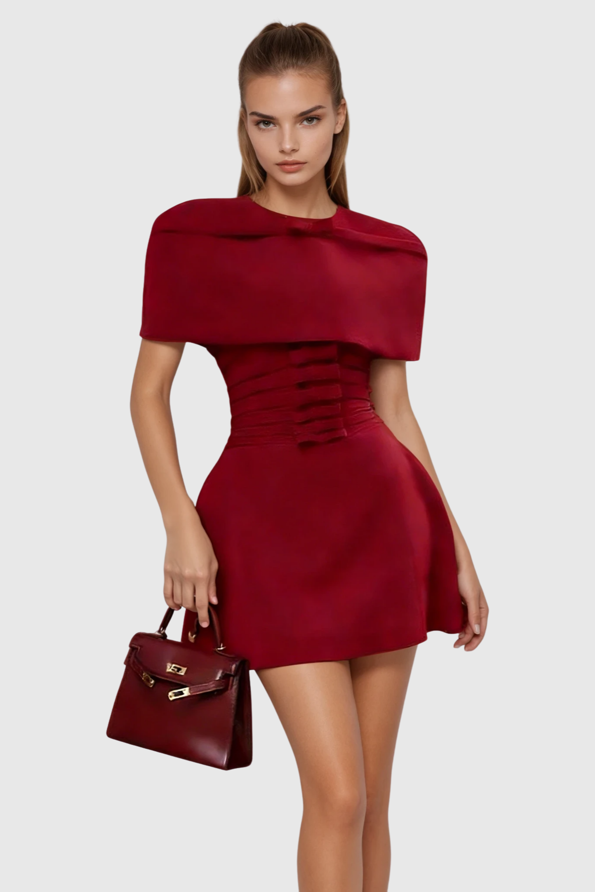 Uhtra Bow Shawl Embellished Mini Dress