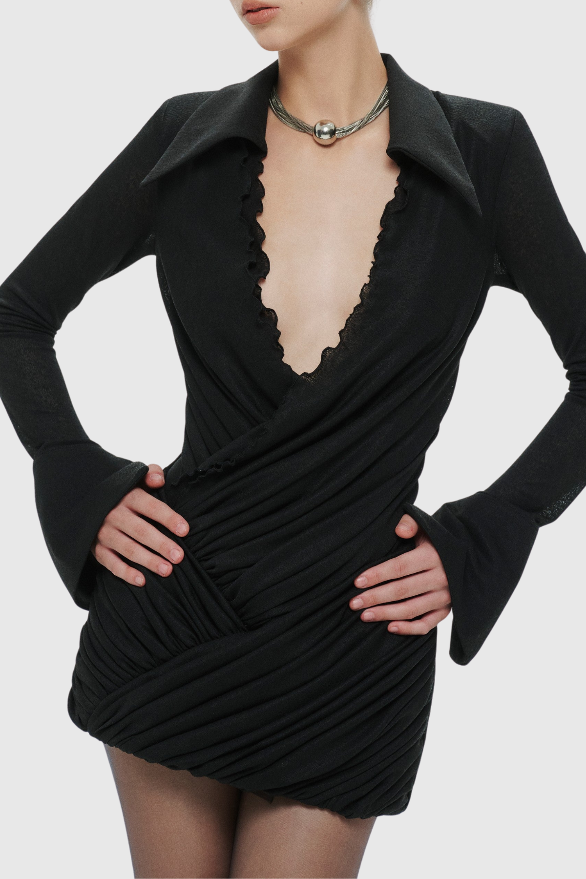 Ullata Ruched Mini Dress - Black