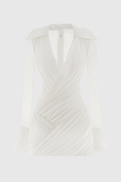 Ullata Ruched Mini Dress - White