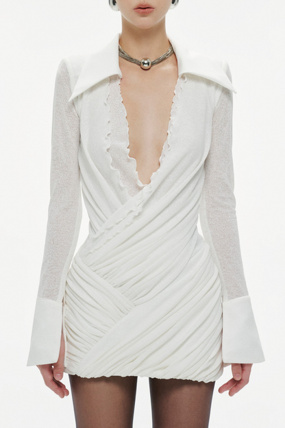 Ullata Ruched Mini Dress - White