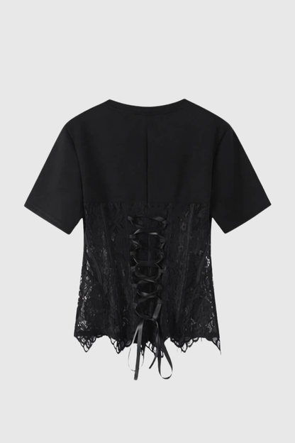 Urvasa Lace Corset T-shirt - Black