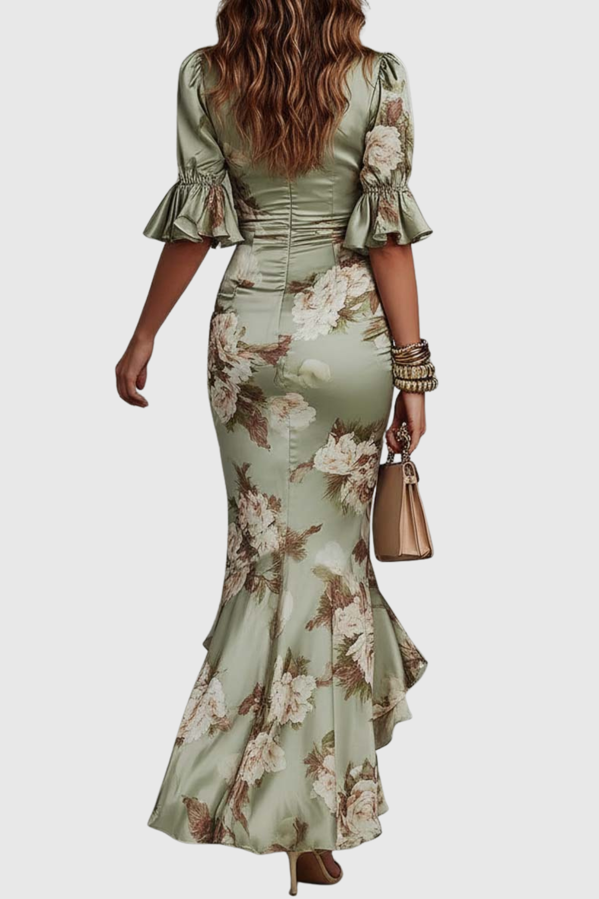 Valaz Floral Ruffle Midi Dress