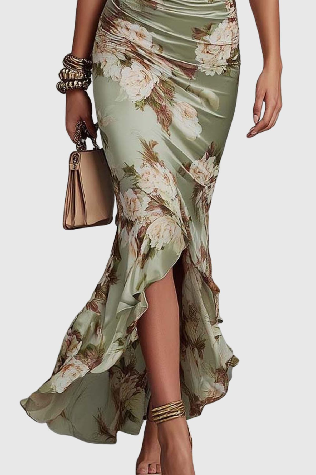 Valaz Floral Ruffle Midi Dress