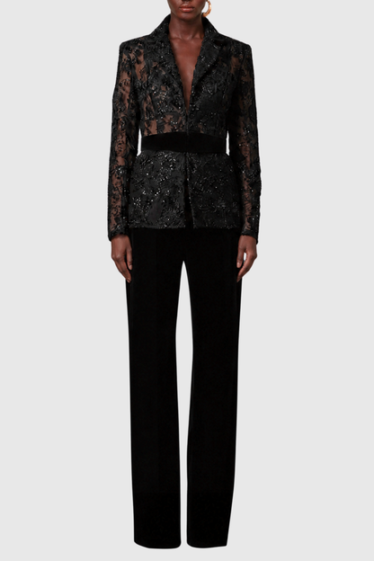 Valencia Floral Embroidered Blazer & Trousers Set