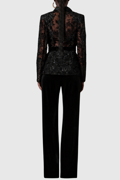 Valencia Floral Embroidered Blazer & Trousers Set
