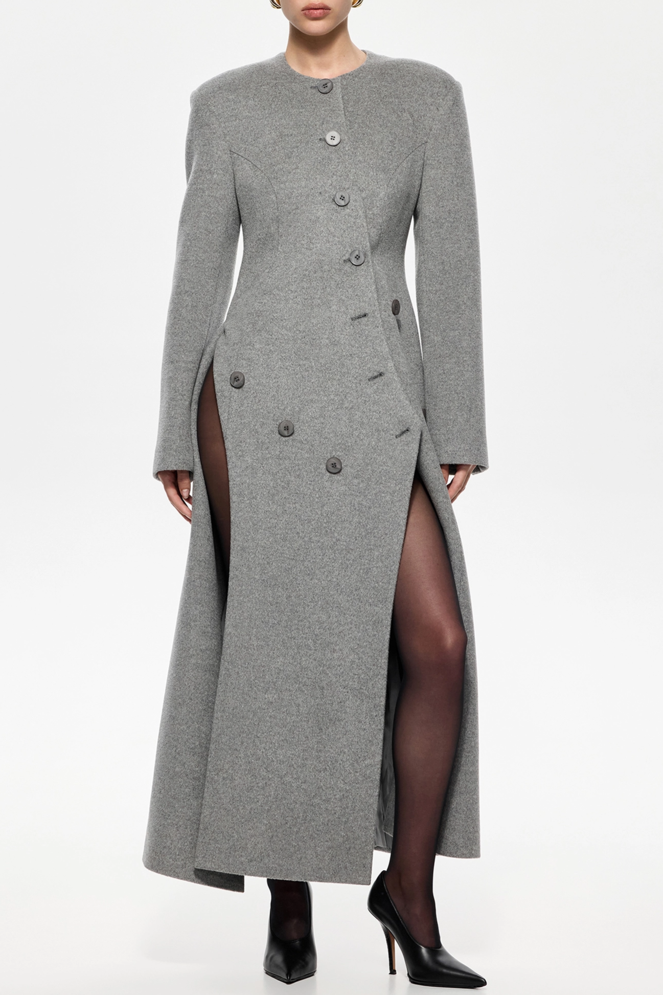 Valerio Asymmetric Button Split Coat
