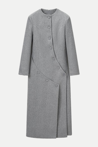 Valerio Asymmetric Button Split Coat