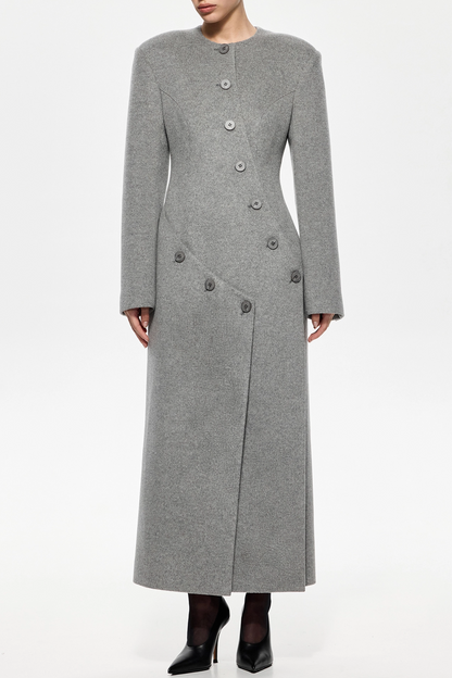 Valerio Asymmetric Button Split Coat