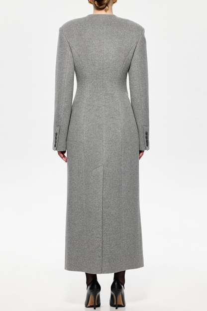 Valerio Asymmetric Button Split Coat