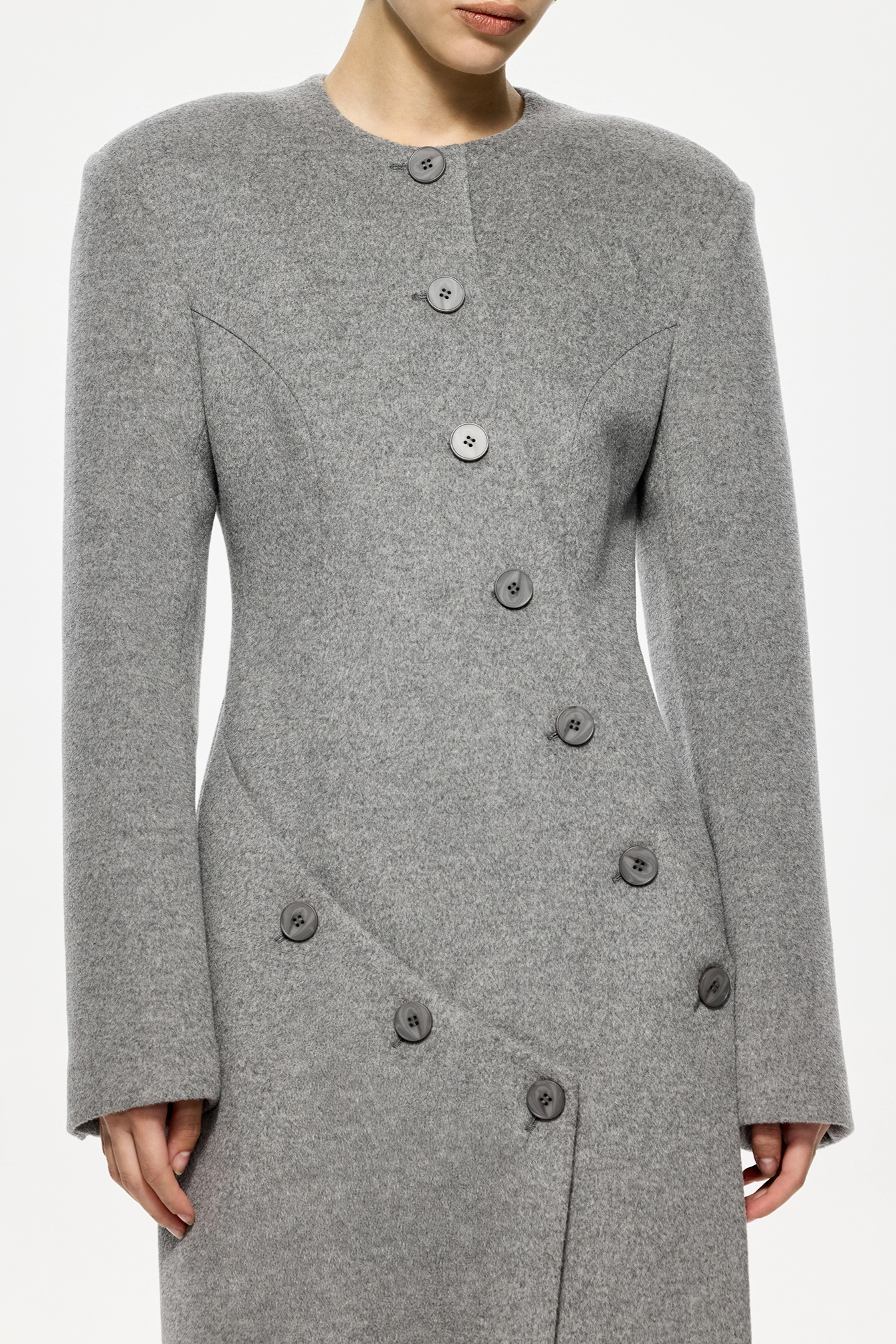 Valerio Asymmetric Button Split Coat