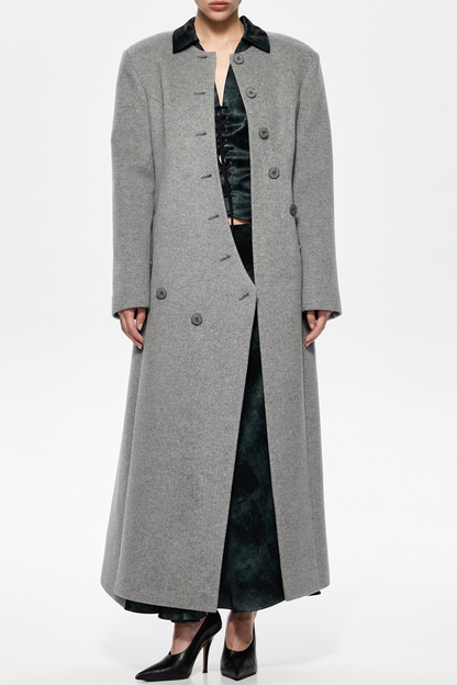 Valerio Asymmetric Button Split Coat