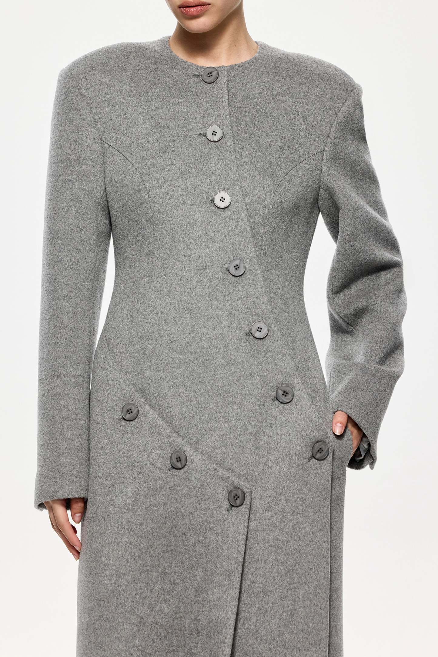 Valerio Asymmetric Button Split Coat