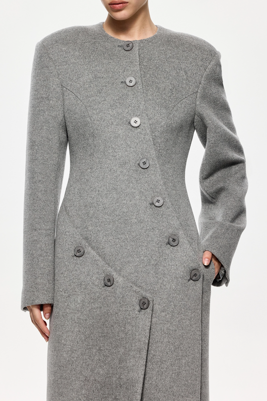 Valerio Asymmetric Button Split Coat
