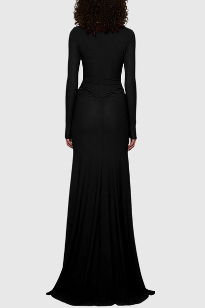Valor Cutout Draped Maxi Dress - Black