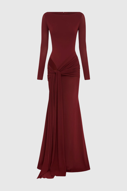 Valor Cutout Draped Maxi Dress - Brown