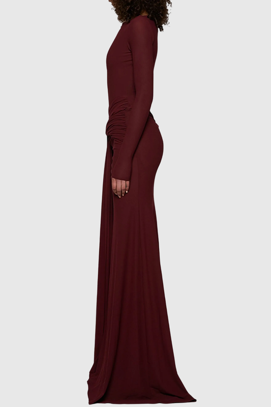 Valor Cutout Draped Maxi Dress - Brown