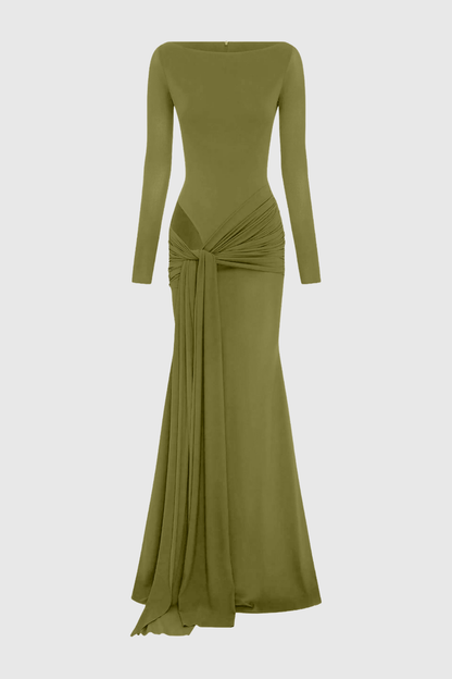 Valor Cutout Draped Maxi Dress - Green