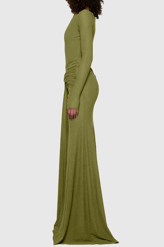 Valor Cutout Draped Maxi Dress - Green