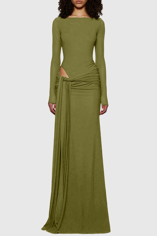 Valor Cutout Draped Maxi Dress - Green