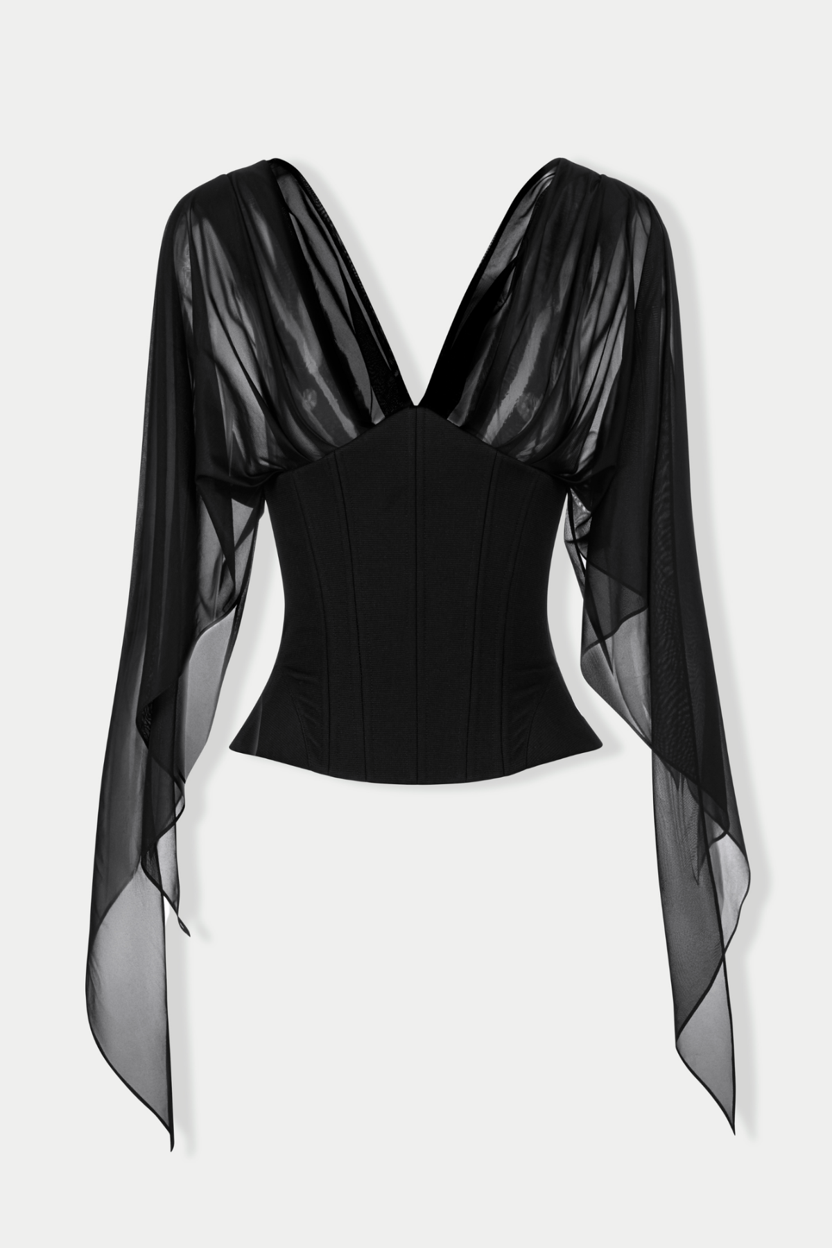 Vanita Off Shoulder Chiffon Corset - Black