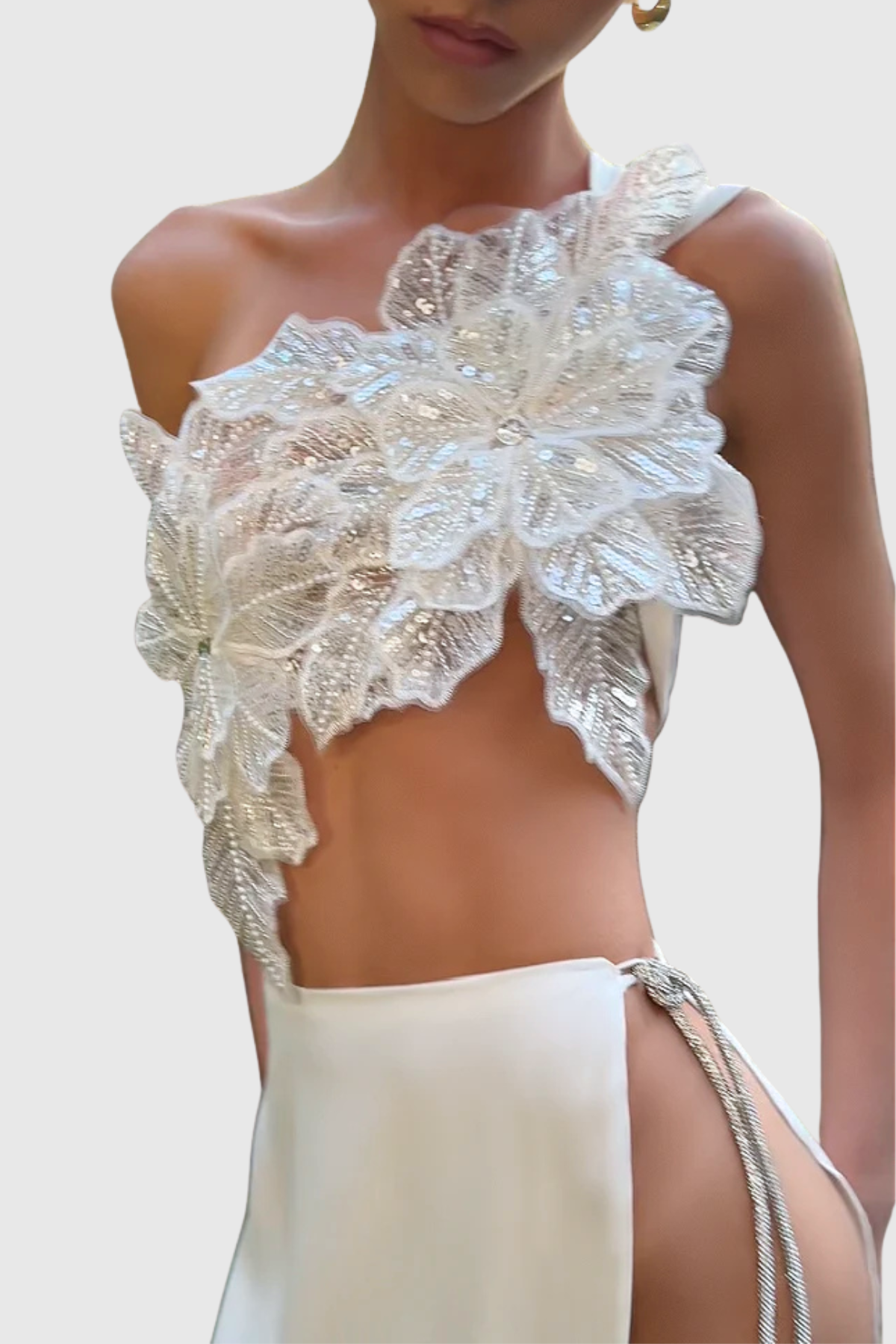 Vashti Floral Embroidered Top & Maxi Skirt Set - White