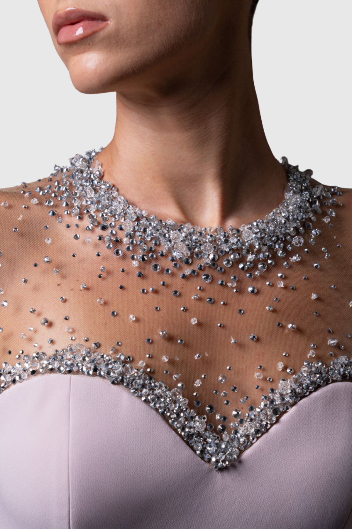 Vasila Crystal Embellished Mesh Maxi Dress