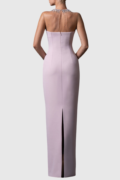 Vasila Crystal Embellished Mesh Maxi Dress