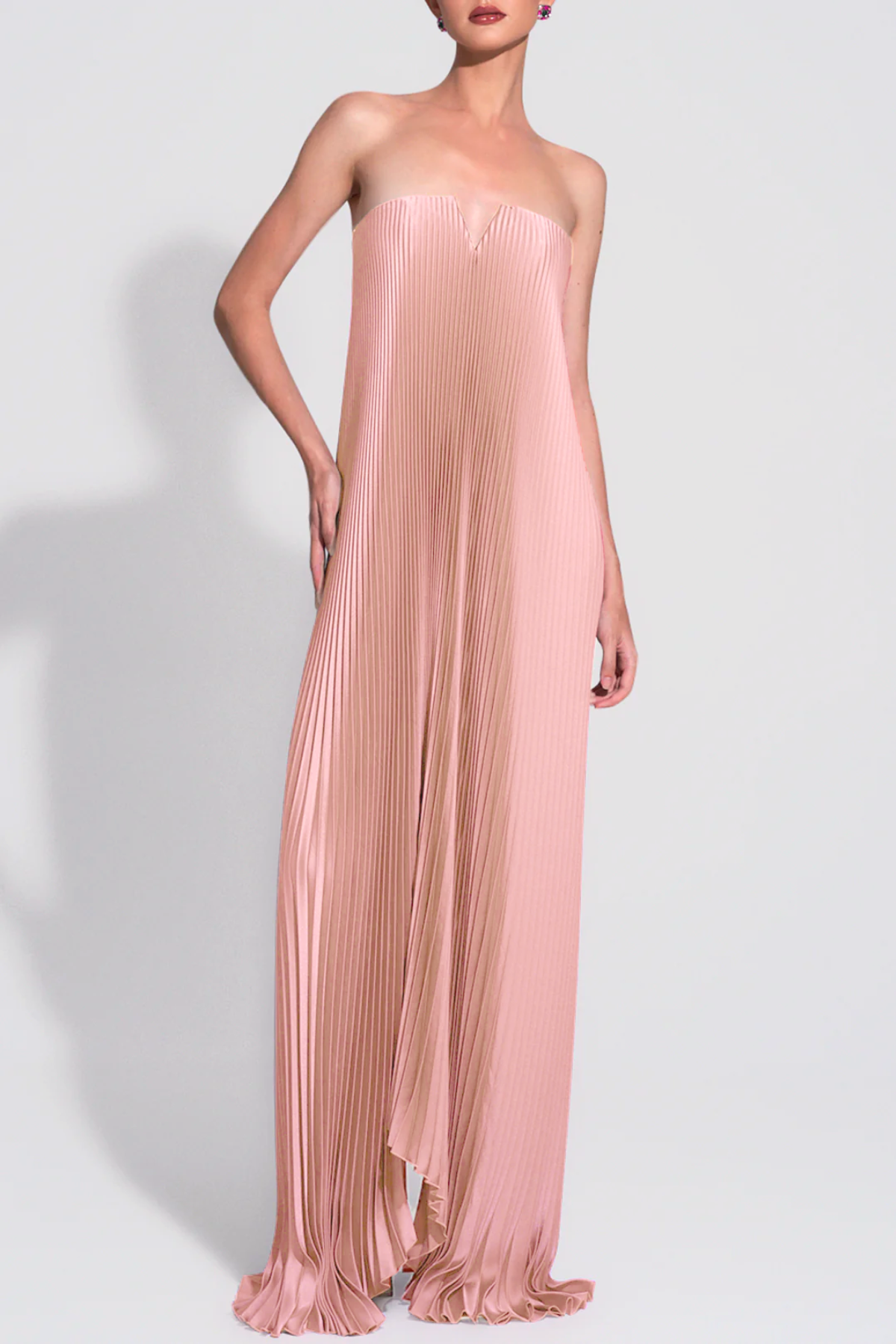 Vatalie Strapless Pleated Maxi Dress - Pink
