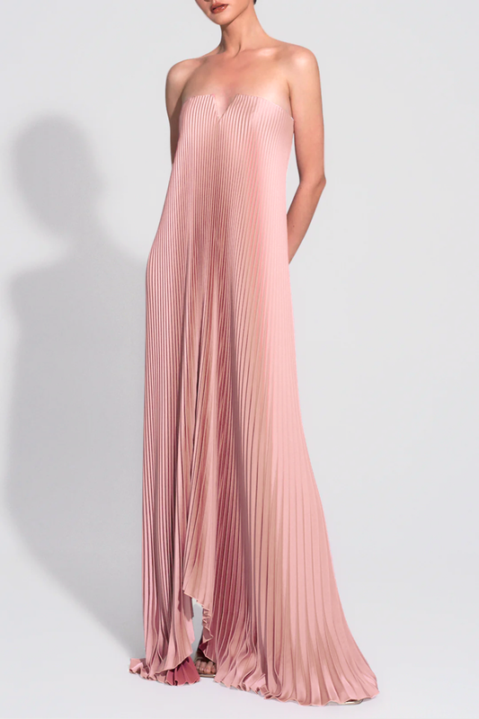 Vatalie Strapless Pleated Maxi Dress - Pink