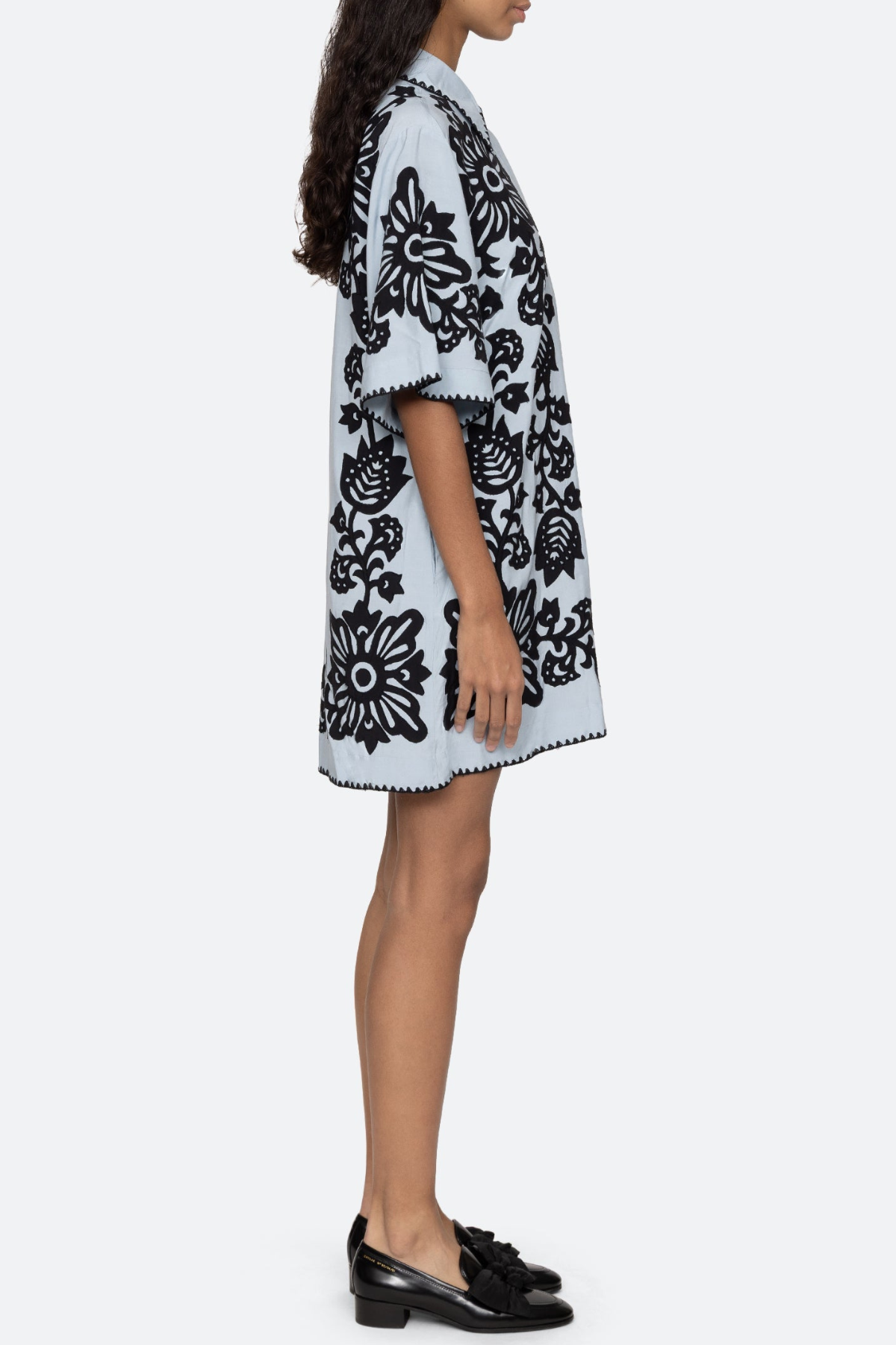 Vaugha Floral Mini Shirt Dress - Blue