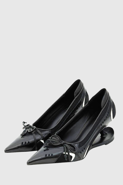 Vawson Splicing Bow Sneaker Pumps - Black