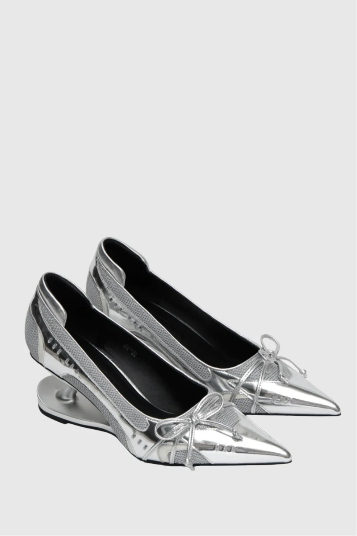 Vawson Splicing Bow Sneaker Pumps - Silver