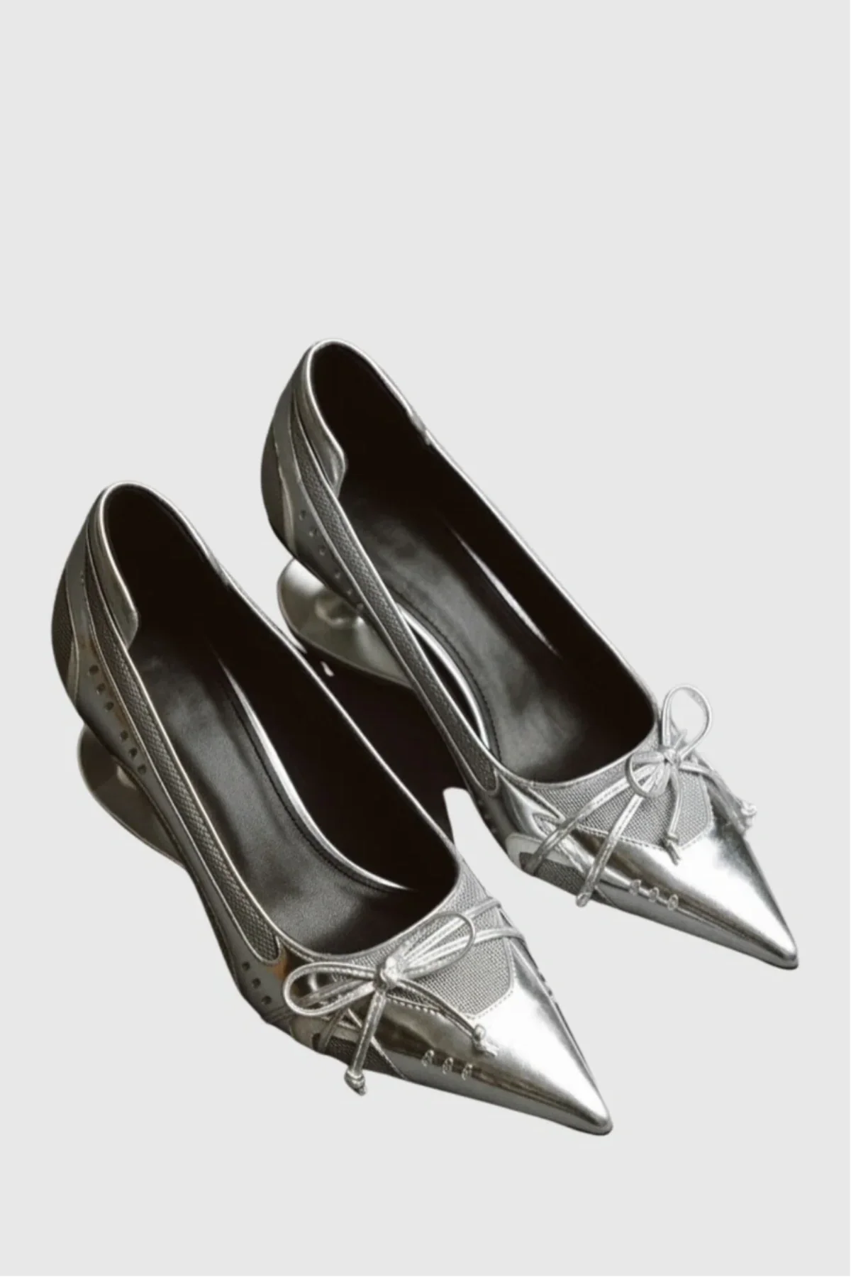 Vawson Splicing Bow Sneaker Pumps - Silver