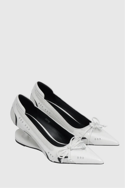 Vawson Splicing Bow Sneaker Pumps - White