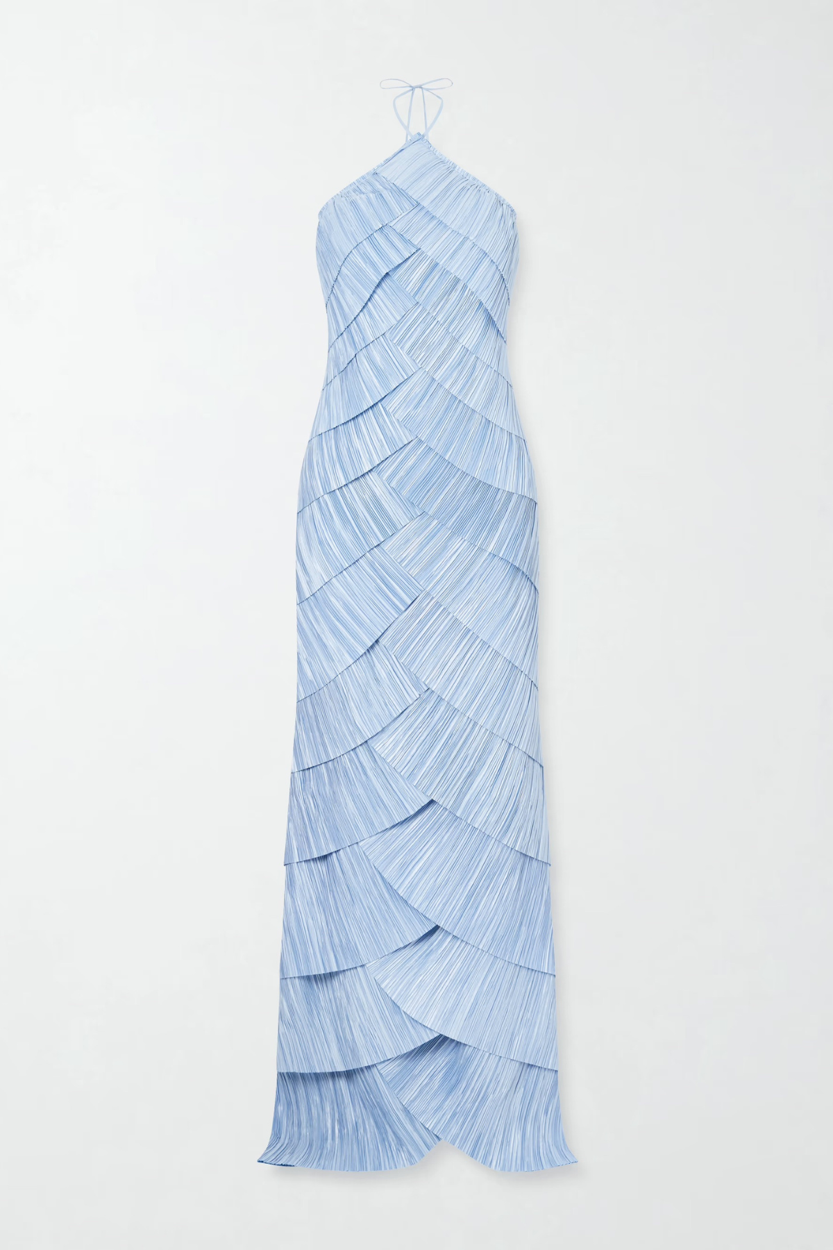 Vdela Halter Pleated Tiered Maxi Dress - Blue